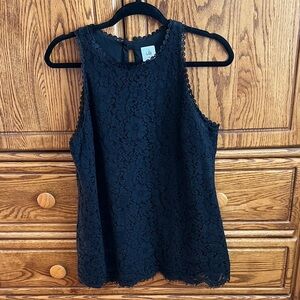 CAbi Black Lace Sleeveless Blouse